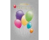 Greeting card A5 card CONGRATULATIONS, balloons, 1 pc.